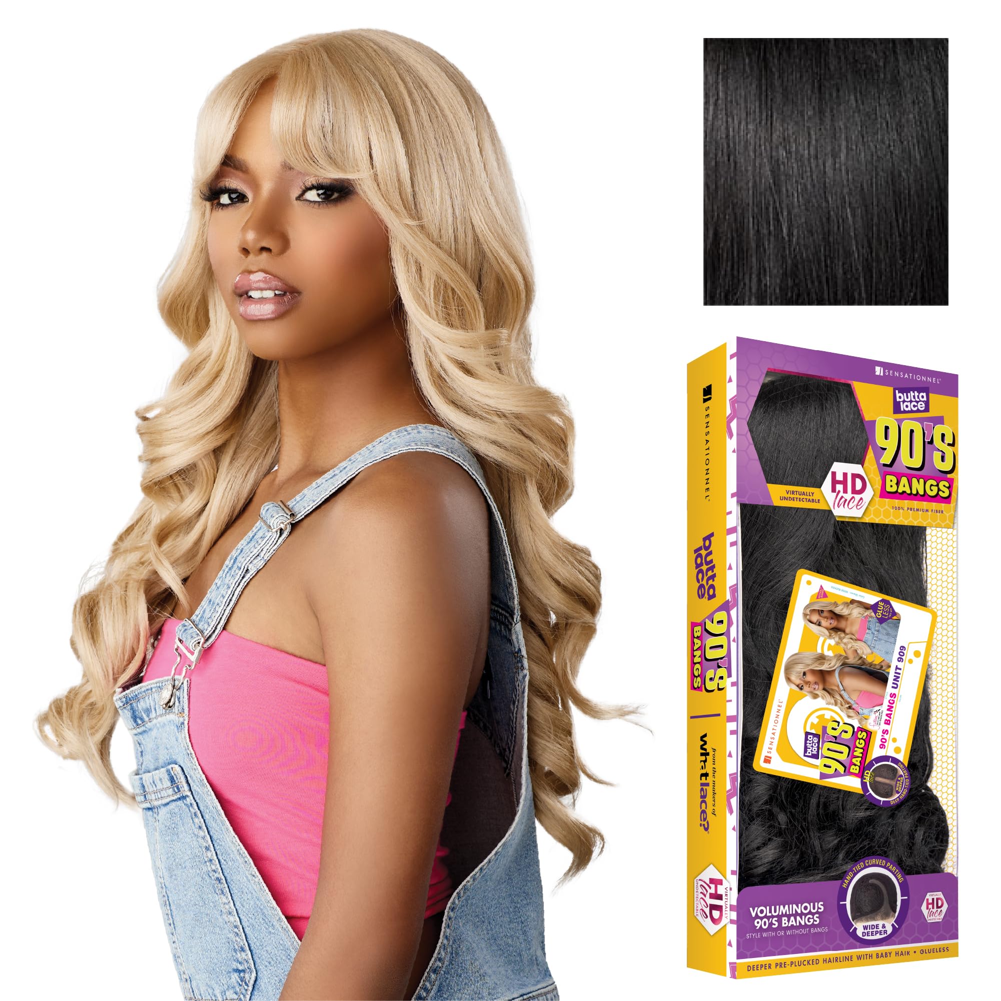 Sensationnel Butta Lace 90s Bangs Wig-Unit 909, 1 JETBLACK