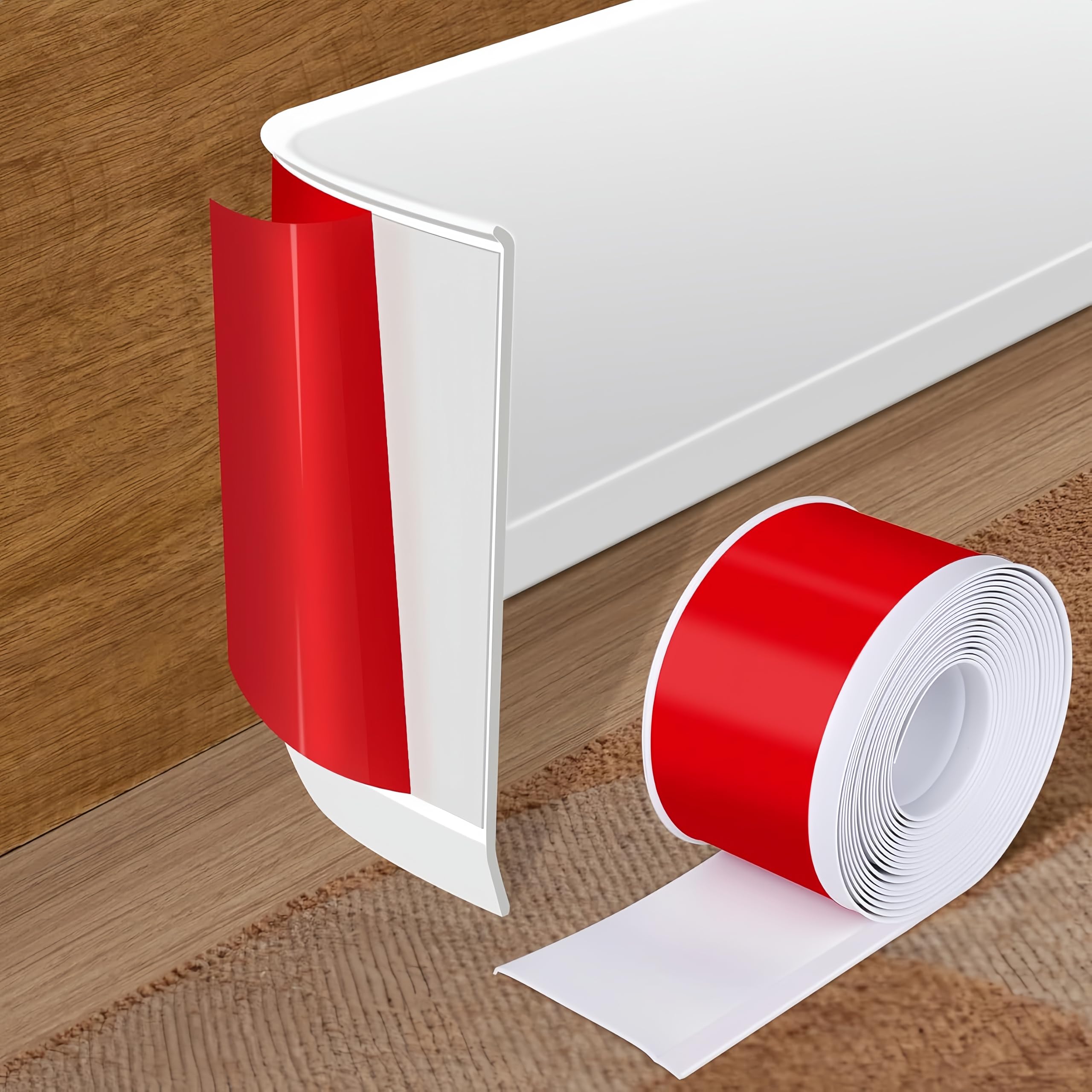 Self-Adhesive Skirting Board,Flexible,No Drilling,Peel and StickBaseboard Molding Trim,Easy Assembly DIY Renovation for Wall Kitchen Worktops,Bathroom,Living Room (White, 10m)