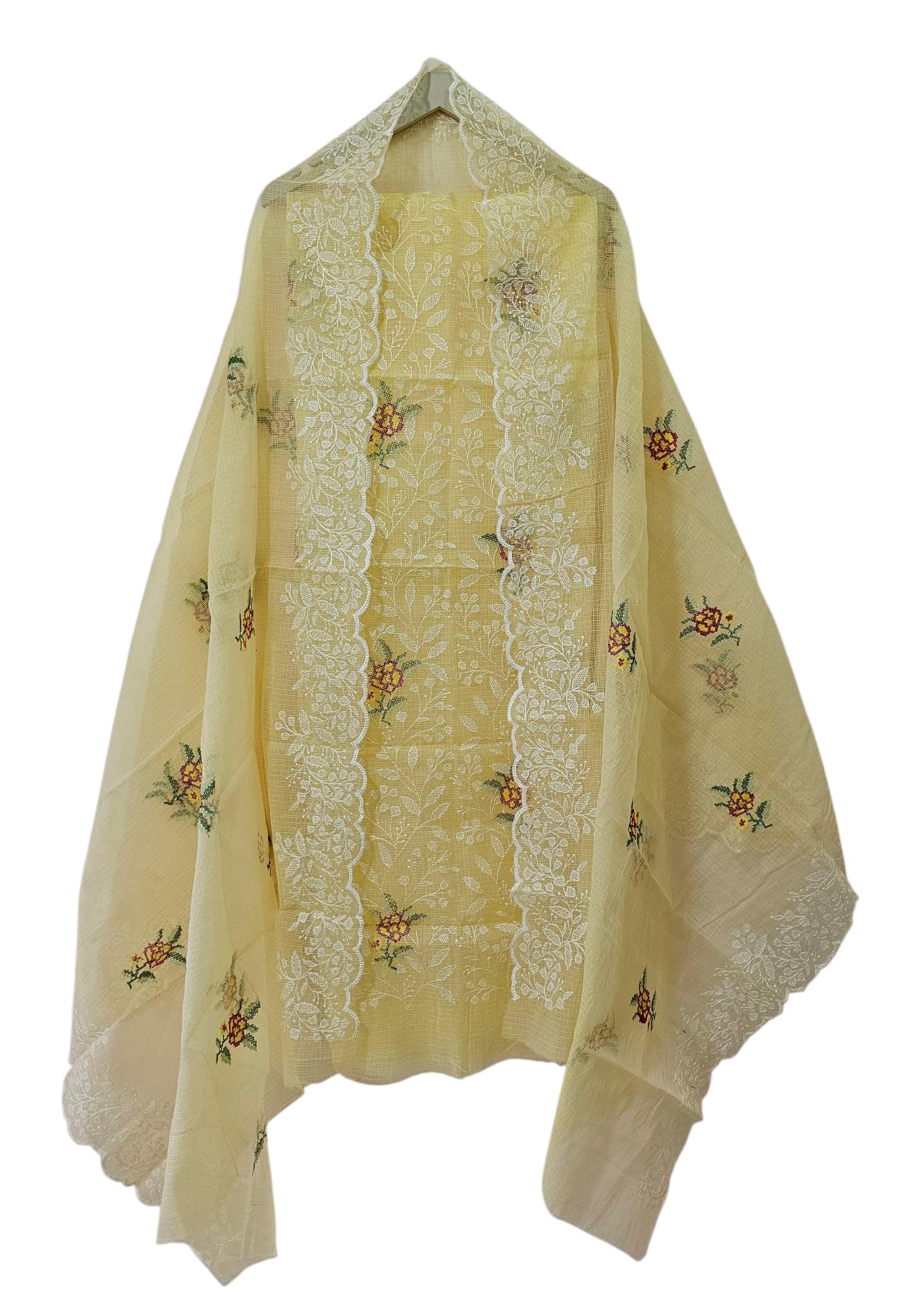sunehridoria Women's Kota Doria Suit With Designer Embroidery Cotton Blend Fabric 2.5 Meter Top And 2.5 Meter Dupatta Only No Bottom [Mint]-picture-32