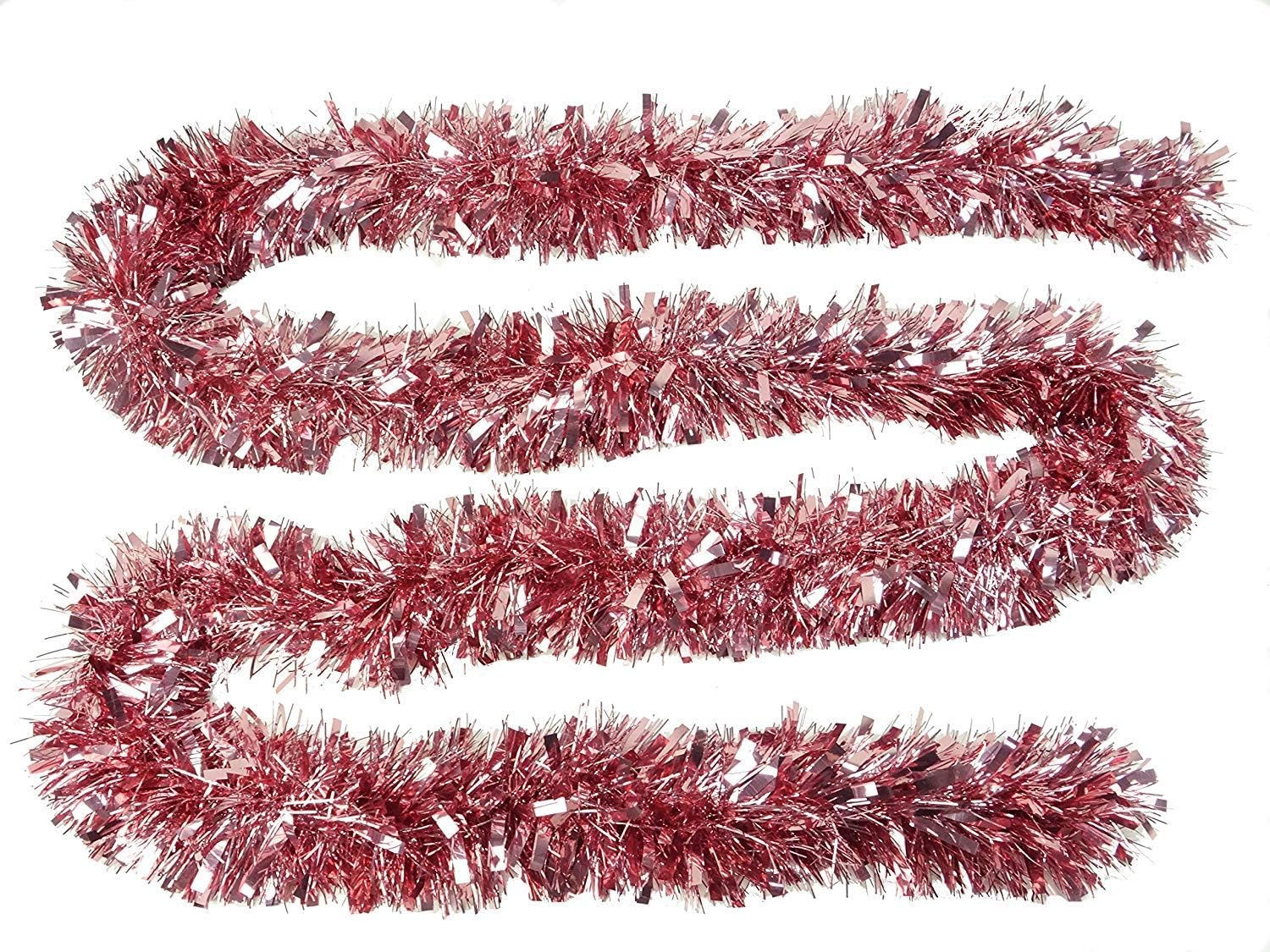 2m Blush Pink Tinsel - Wave Strands - Christmas Decorations - Tree Trimmings.