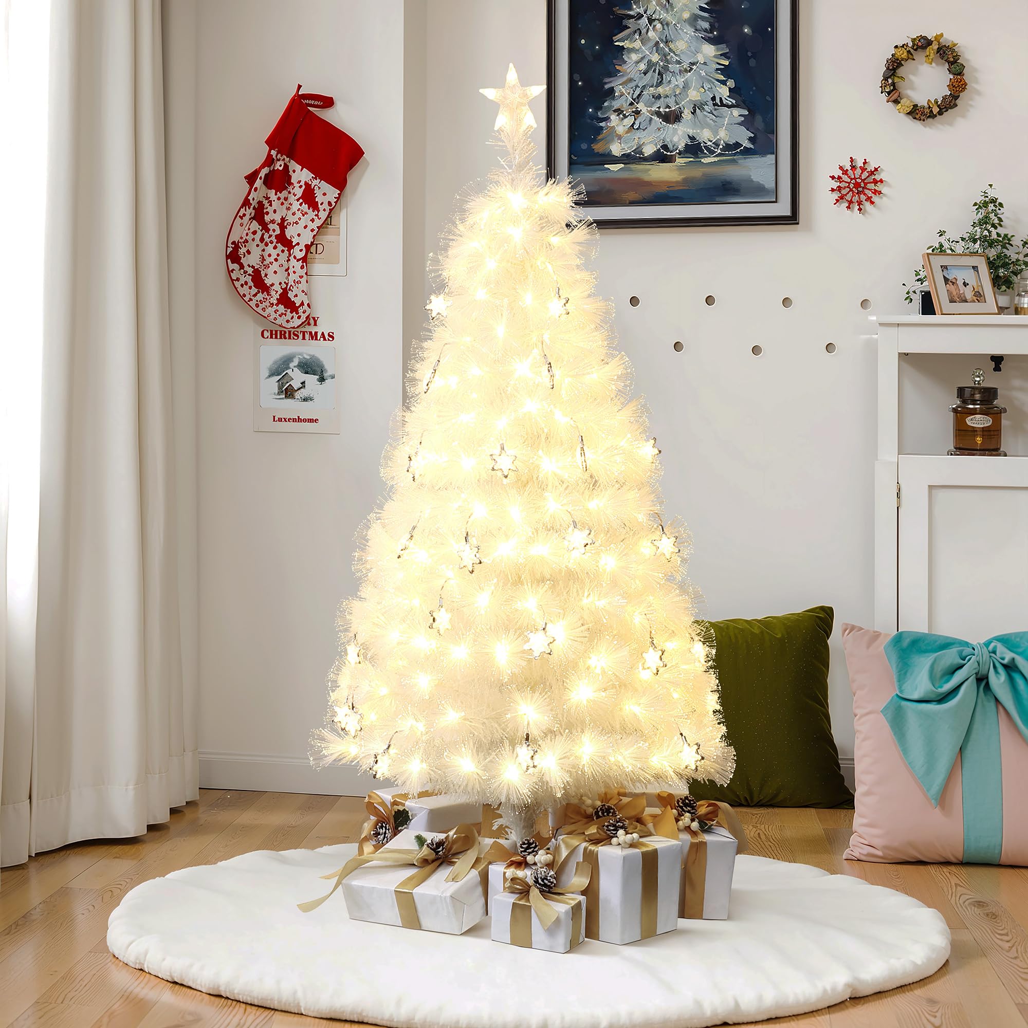 Amazon.com: LuxenHome 5FT White Christmas Tree, 13 Lighting