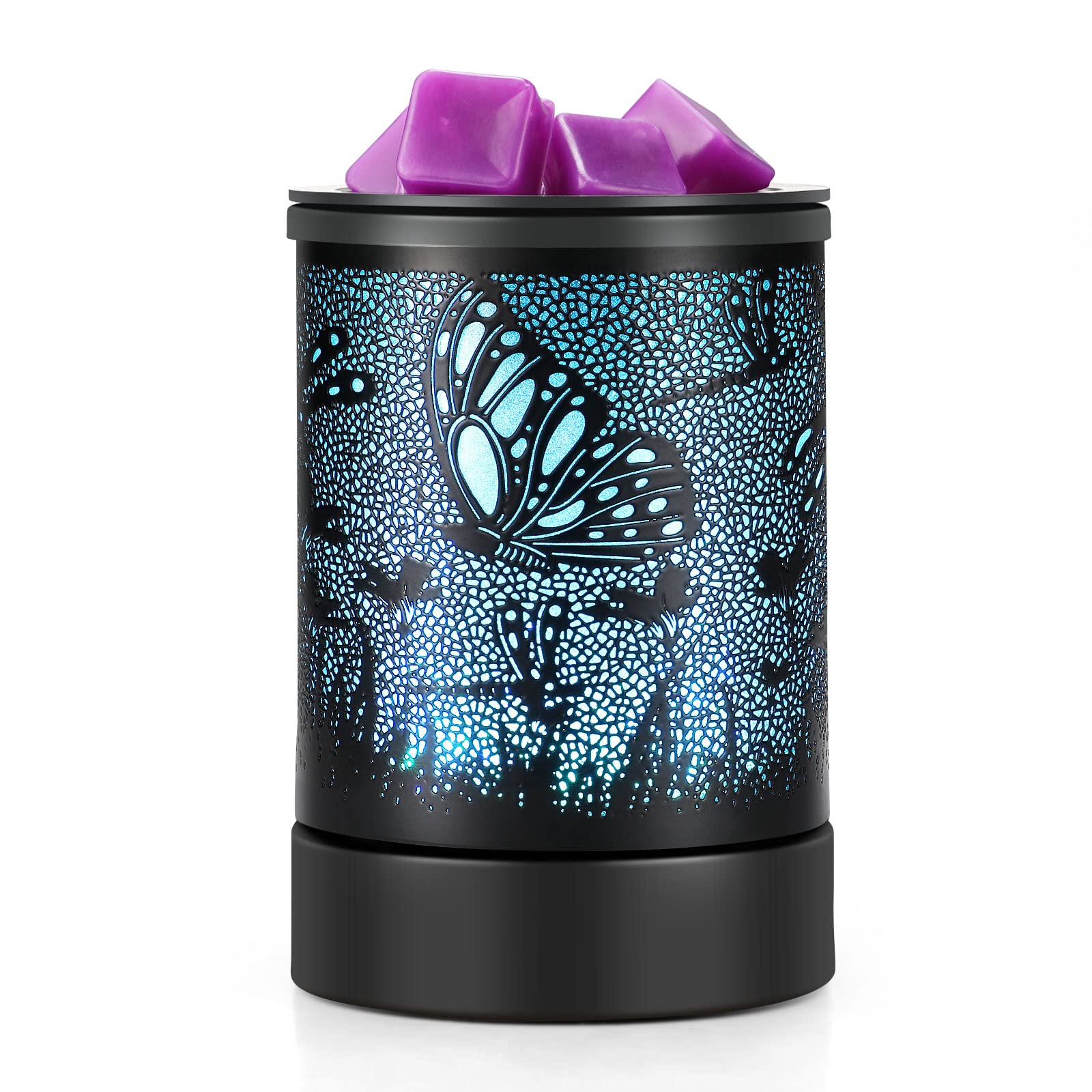 Dragonfly Electric Wax Melter Black Metal Butterfly Oil Burner Led 7colors Candle Warmer Removable Silicone Tray Aroma Fragrance Lamp for Homeโฆ