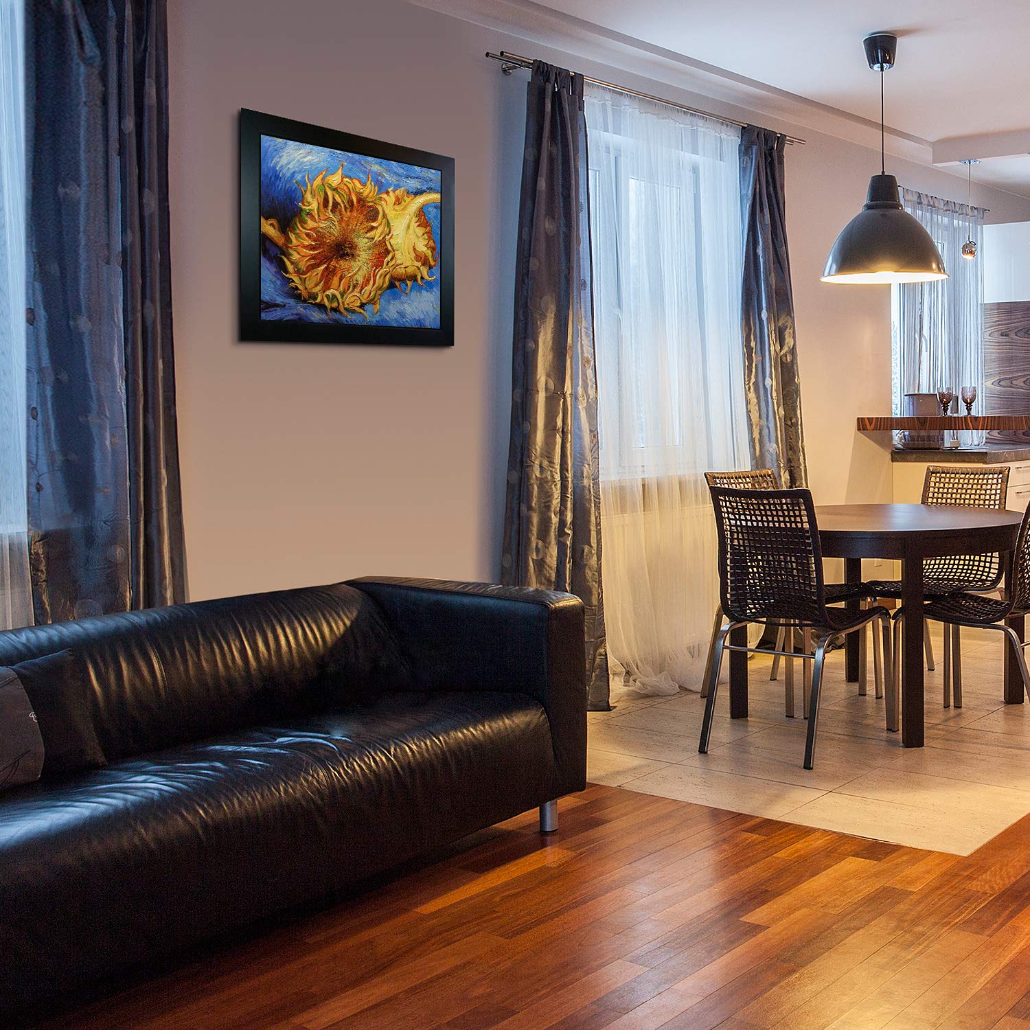 Amazon.co.jp: overstockArt 2カットひまわり 新時代 ブラックフレーム