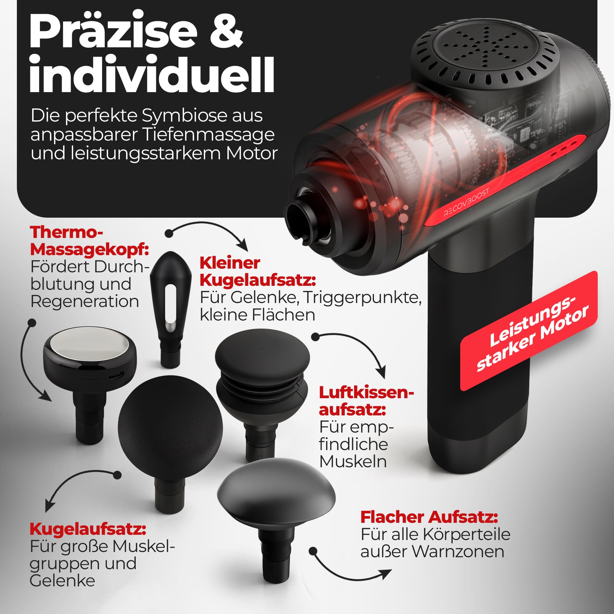 PRO Massagepistole mit Wärmefunktion NOTE 1,1 Massage Pistole mit verstellbarer Massagetiefe - Massage Gun Massagegerät für Rücken Nacken Faszien - Faszienpistole Muskelpistole für Sportler