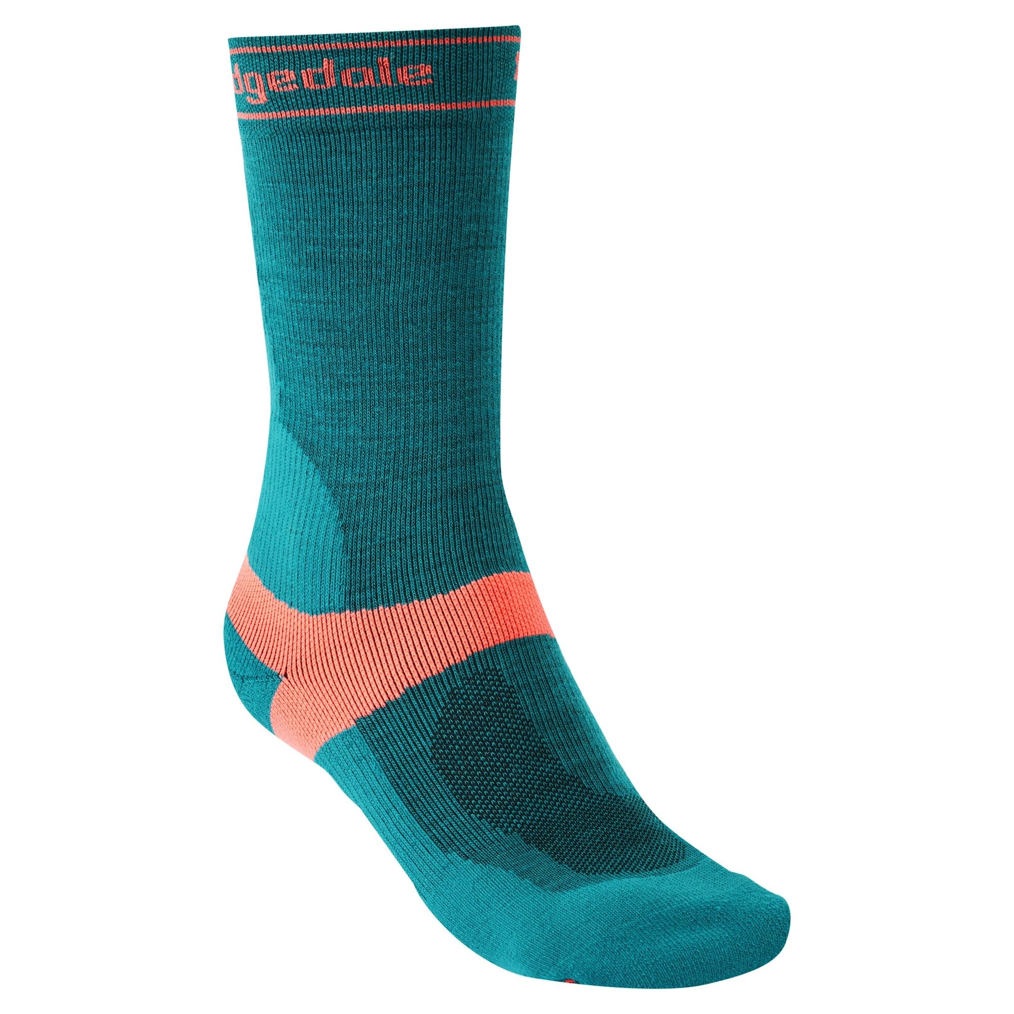 Bridgedale Women's Teal Mtb Mid-Season Weight T2 Merino Sport Boot Length Mountain Bike Socks - Medium