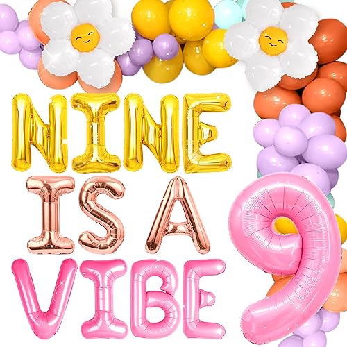 Miniatura 9 de Eight is A Vibe - Decoración de fiesta de 8.º cumpleaños, pancarta hippie bohemia, decoración retro de flores de margaritas de los años 60 y 70,