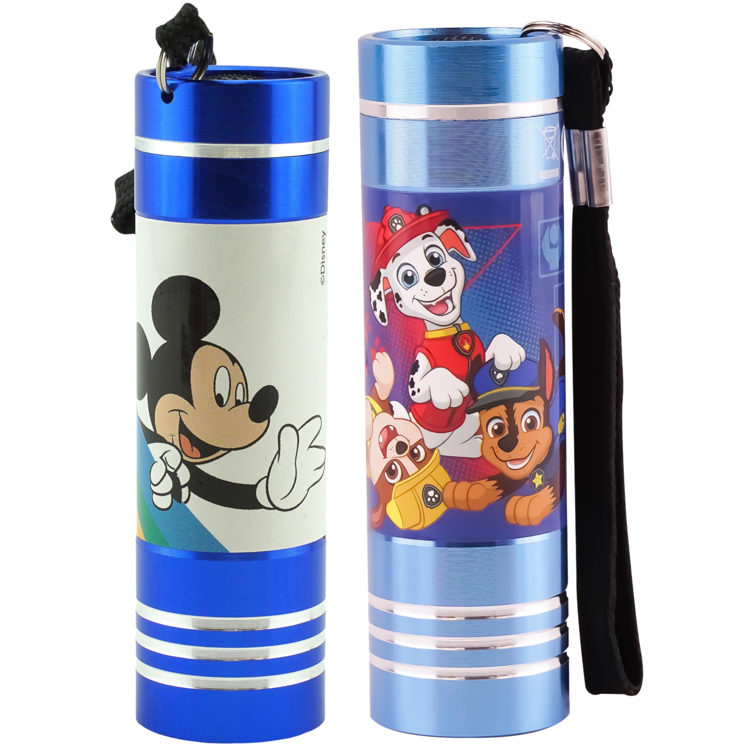 2x Aluminium LED Torches, Super Bright Flashlight for Kids, 9 LED Torch Night Light with Lanyard, Including 3 AAA Small Hand Torch 8.7cm, Xmas Gifts Outdoor Travel Emergency 3+ Years [Energy Class A+]