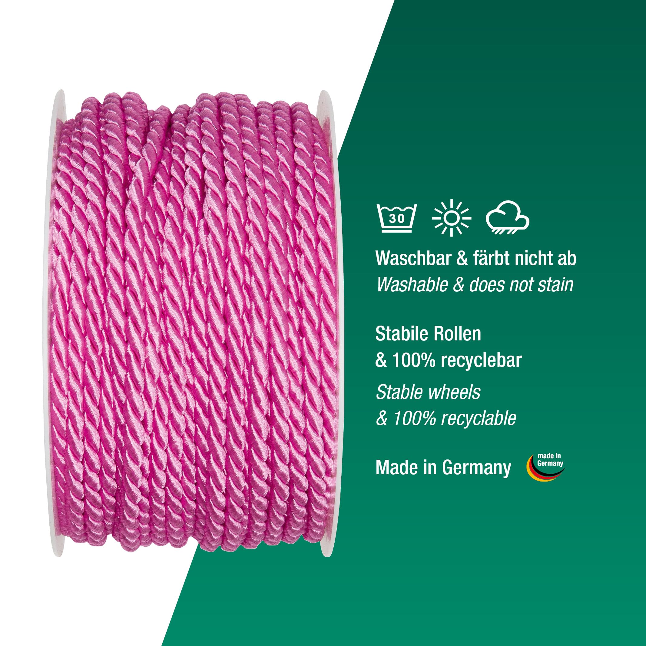 Halbach Seidenbänder Premium Kordel (rosa) – Bild 3