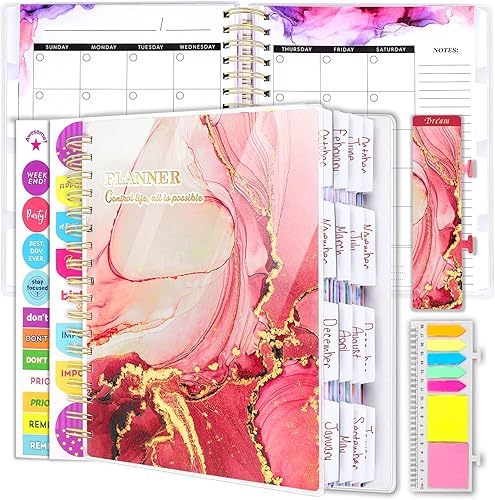 Hardover - Agenda diaria grande de PVC sin fecha, agenda diaria semanal y mensual de 18 meses, agenda anual, 294 páginas 2023-2024 para mujeres y disponible en Yaxa Colombia