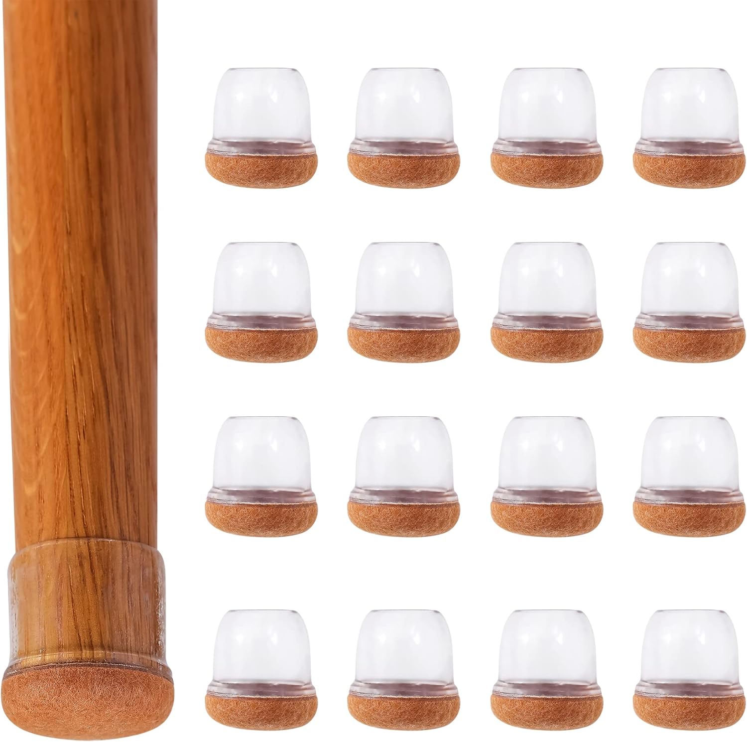 16Pcs Small Silicone Chair Leg Caps 1 inch, Furniture Pads for Hardwood