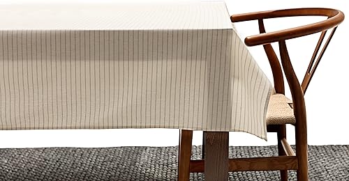 MEEMA Mantel rústico  Rectángulo  Mantel de mezclilla reciclado y algodón de 60 x 100 pulgadas  Natural  Hecho a mano, lavable, para uso diario y