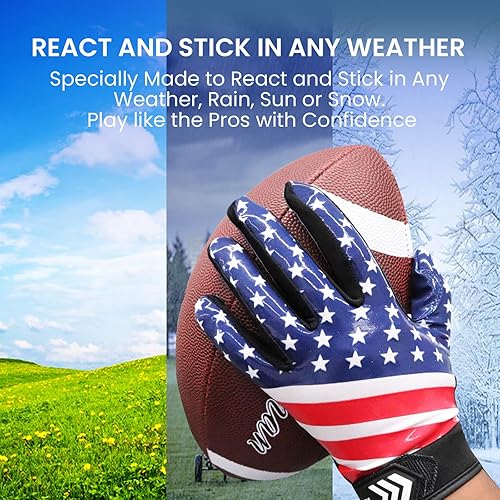Miniatura 4 de Guantes de fútbol para jóvenes y adultos, Pro 3.0, mejorados, ultra adherentes, receptores de palma de silicona flexible, guantes receptores de alto