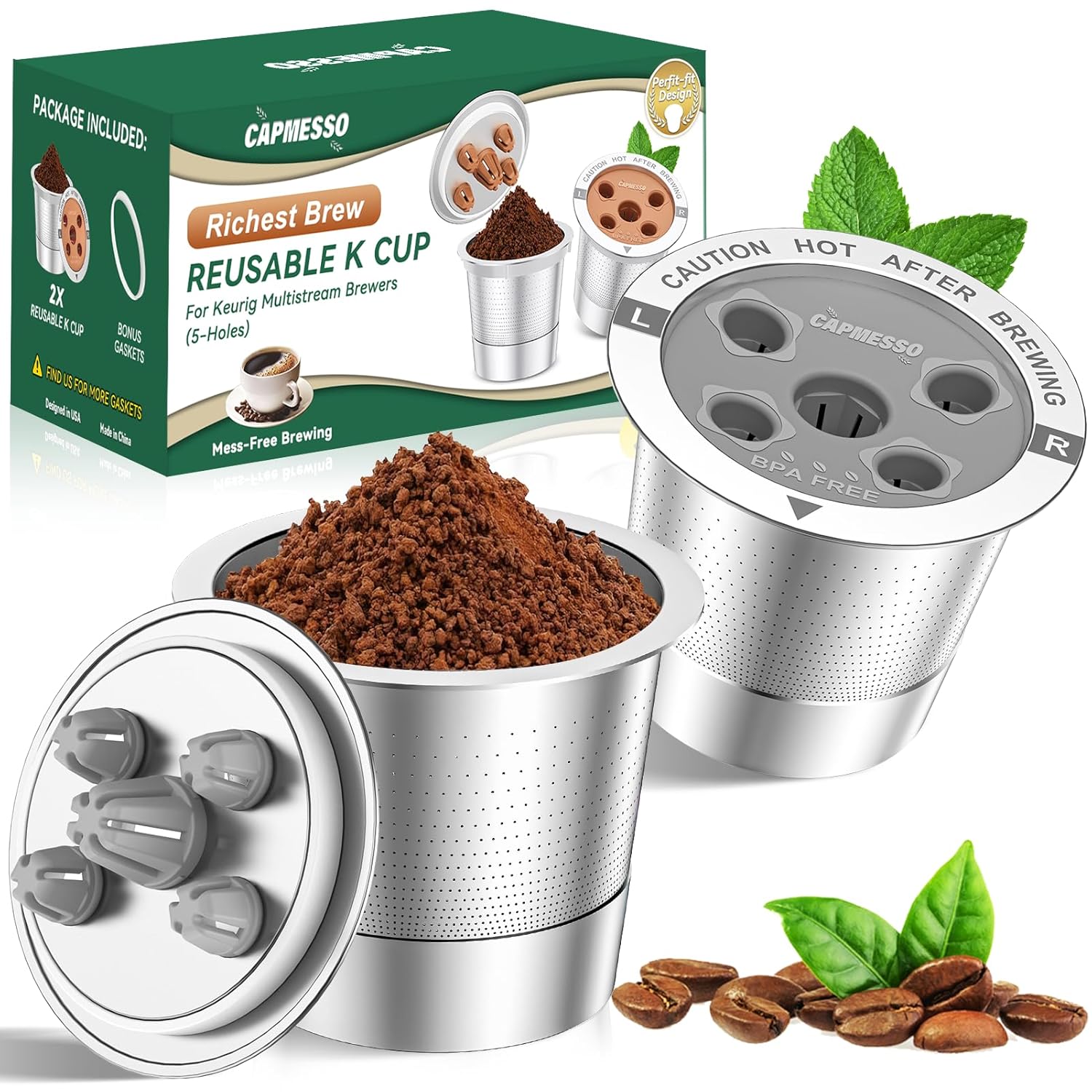 CAPMESSO Reusable K Cups for Keurig 2025 Updated My K cup Metal Coffee Filter Refillable Coffee Pods with