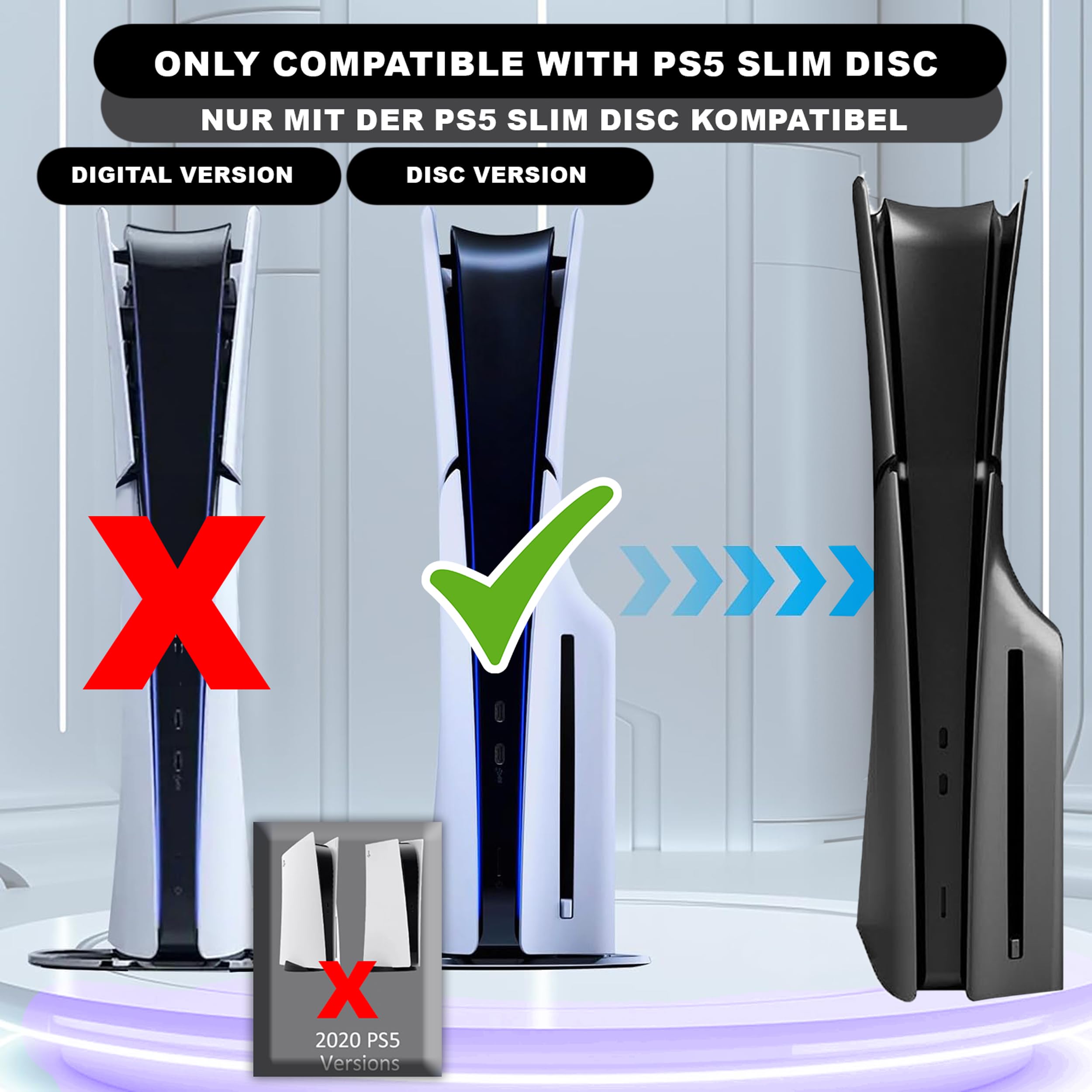 MatoSan PS5 Slim Faceplate Disc Edition – Coque antichoc pour Playstation 5 Slim – Plaques latérales interchangeables de haute qualité – Accessoires PS5 Slim (édition disque)