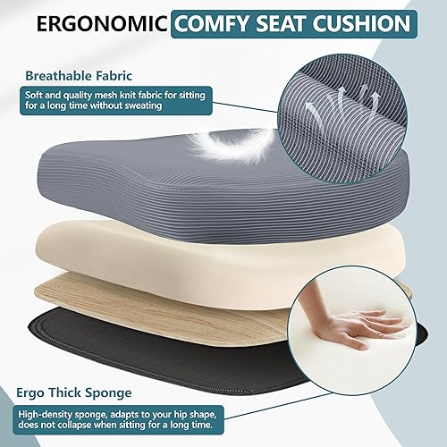 Miniatura 7 de MINLOVE Silla de oficina ergonómica con soporte lumbar ajustable y altura, reposabrazos abatibles de 90, sillas de escritorio Ergo con ruedas, silla