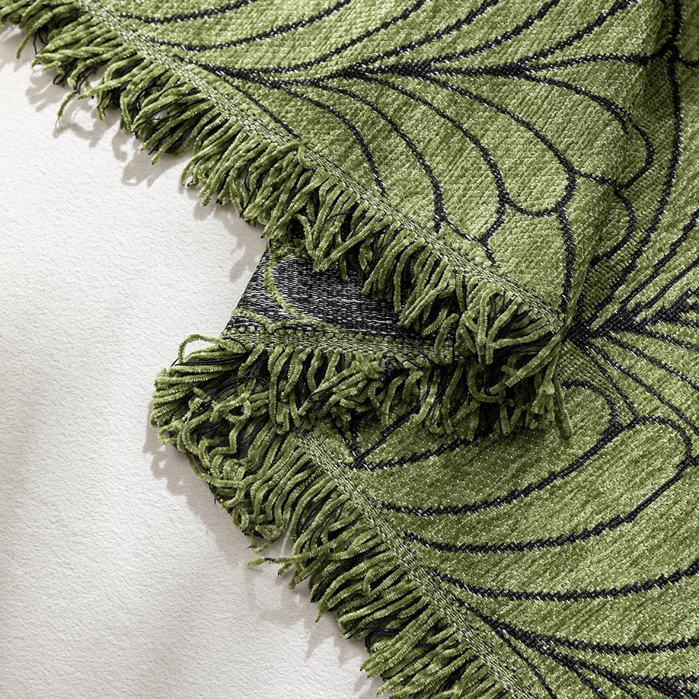 Highdi Housse de Canapé Extensible Serviette de Canapé Anti-Poussière Canapé Couverture Protège Canapé Réversible, Feuille Verte Canapé Serviette Lavable pour lit Double (180x340cm,Anthracite)