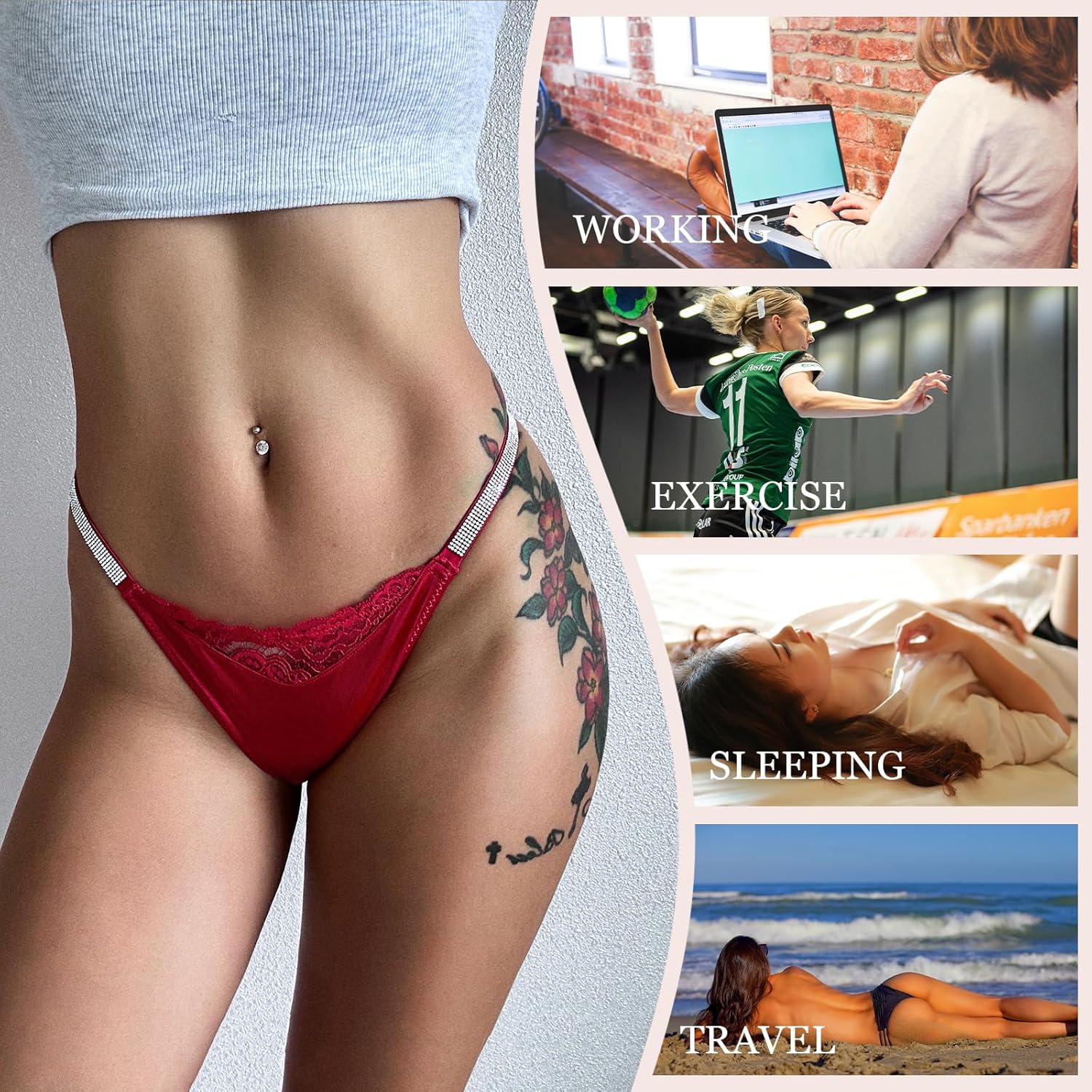 Meshal Sexy G-string Thongs for Women Cotton Panties T Back Underpants 5Pack Hipster - Image 4