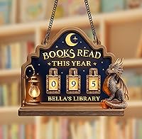 Vista 15 de Rastreador de Lectura de Libros Personalizado, Contador de Libros Leídos Este Año, Decoración de Biblioteca, Letrero de Seguimiento de Libros