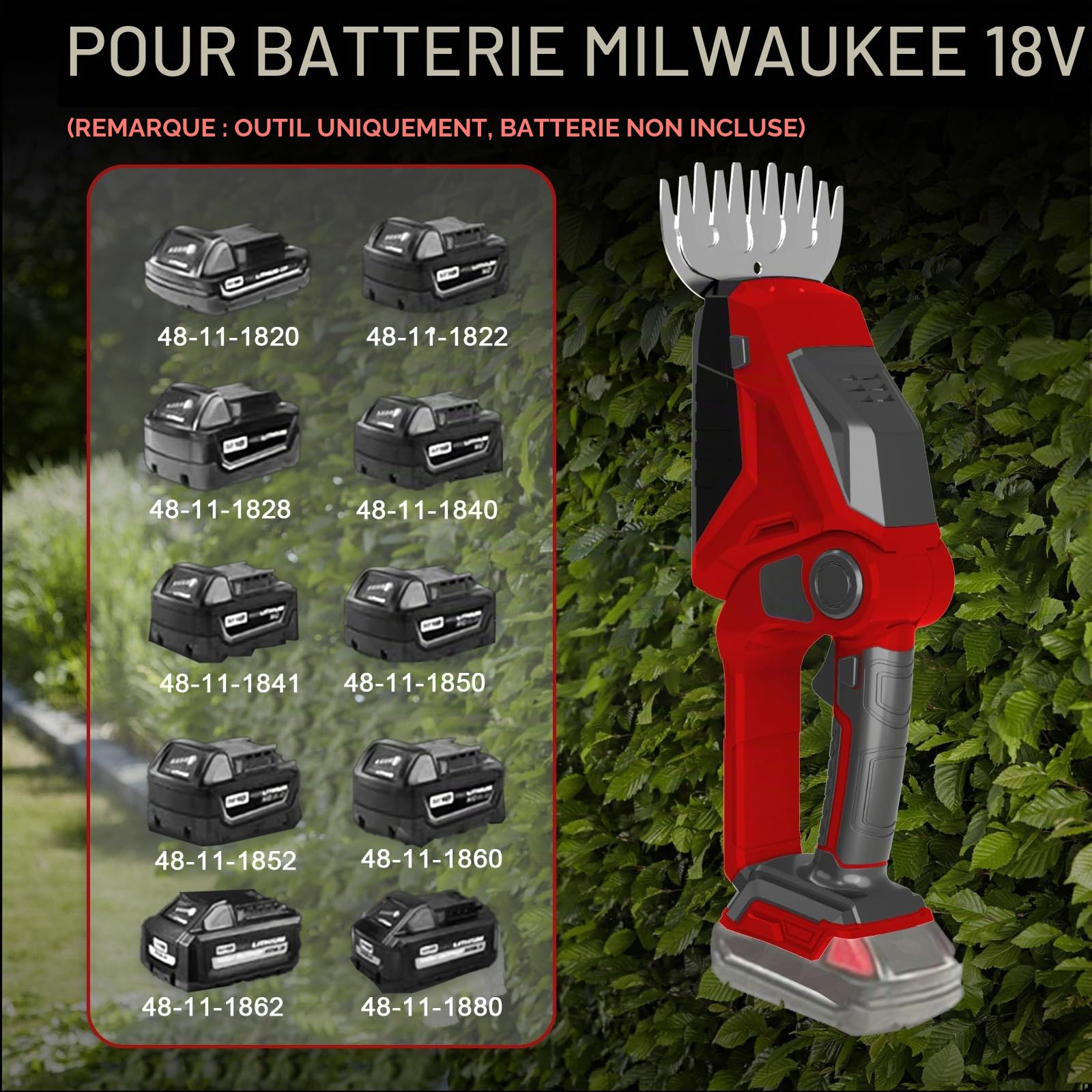 Taille-haie & cisaille à Gazon en 1 150W pour Milwaukee 18V (sans Batterie)