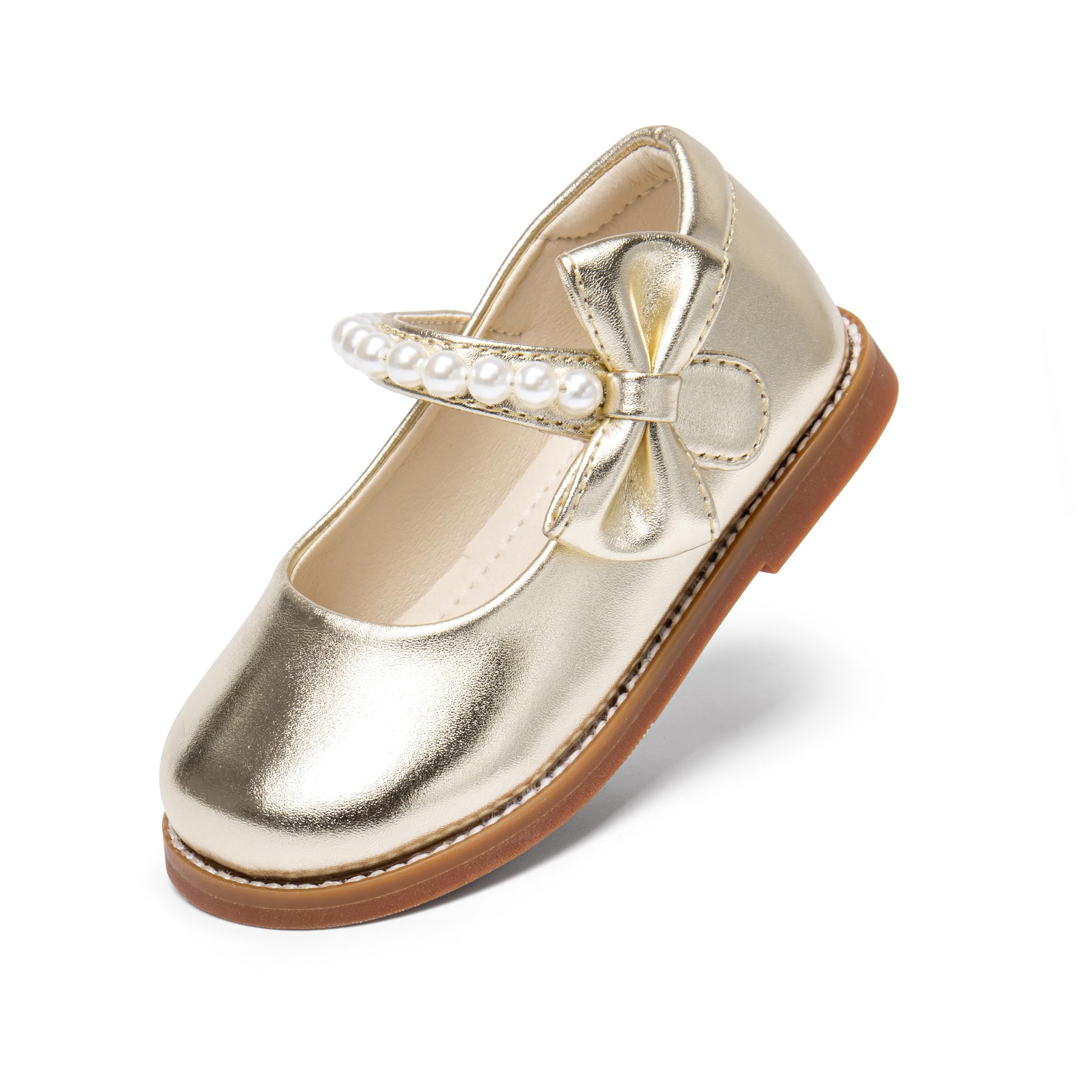 PHIRAMIN Toddler Flower Girl Dress Shoes - Little Girl Mary Janes Flats Wedding