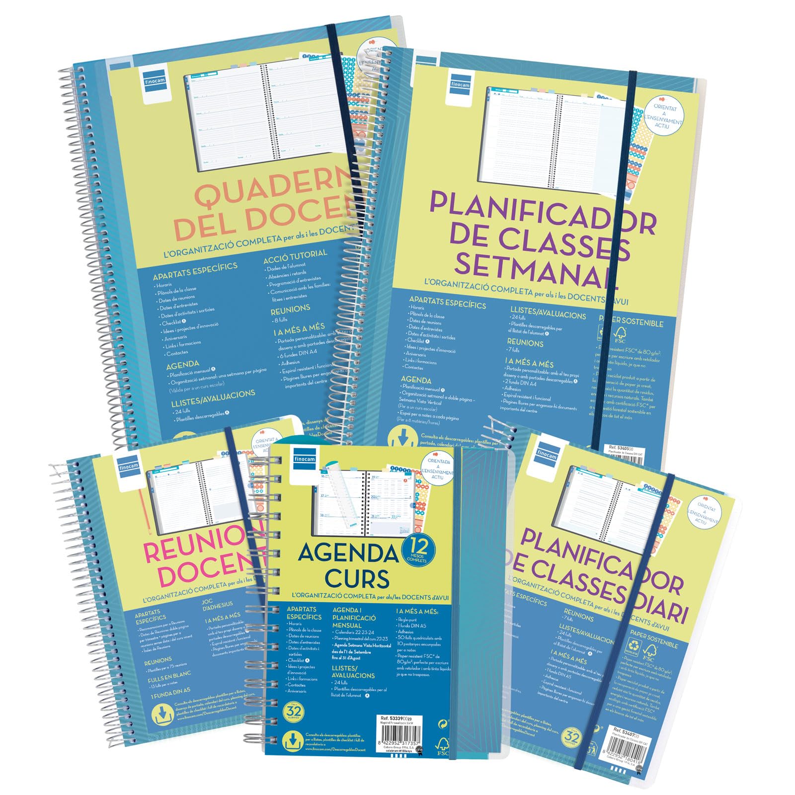 Finocam Docente Magistral Personalizable Agenda Curso 2026 2027 | Semana Vista Horizontal · Septiembre 2026 - Agosto 2027 (12 meses) | Mandala · Idioma: Catalán - Agenda académica - Agenda semanal