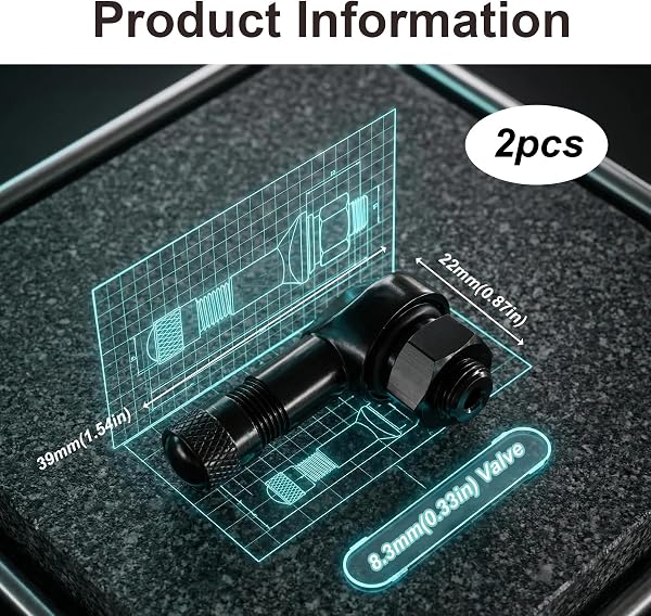 2 Pièces Valves d'angle pour Motocyclette Adaptateur D'extension Valve 8,3 Mm pour La Plupart des Pneus90 Degrés pour Pneus De Moto Compatibles avec Plusieurs Modèles - 2