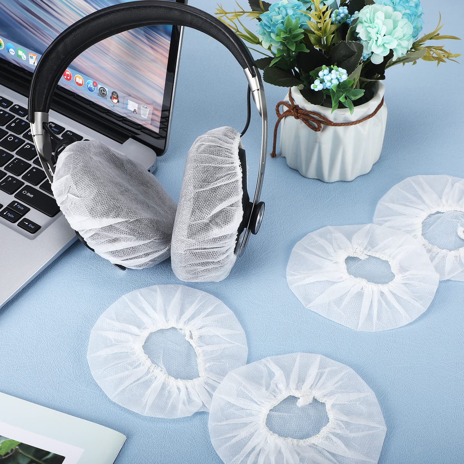 Tatuo 500 coperture usa e getta per cuffie sanitarie, auricolari bianchi non tessuti per la maggior parte delle cuffie, 11 cm
