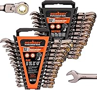 Vista 12 de HORUSDY Juego de llaves de trinquete de 24 piezas, métricas y SAE, juego de llaves combinadas de trinquete con organizador, 72 dientes, acero al