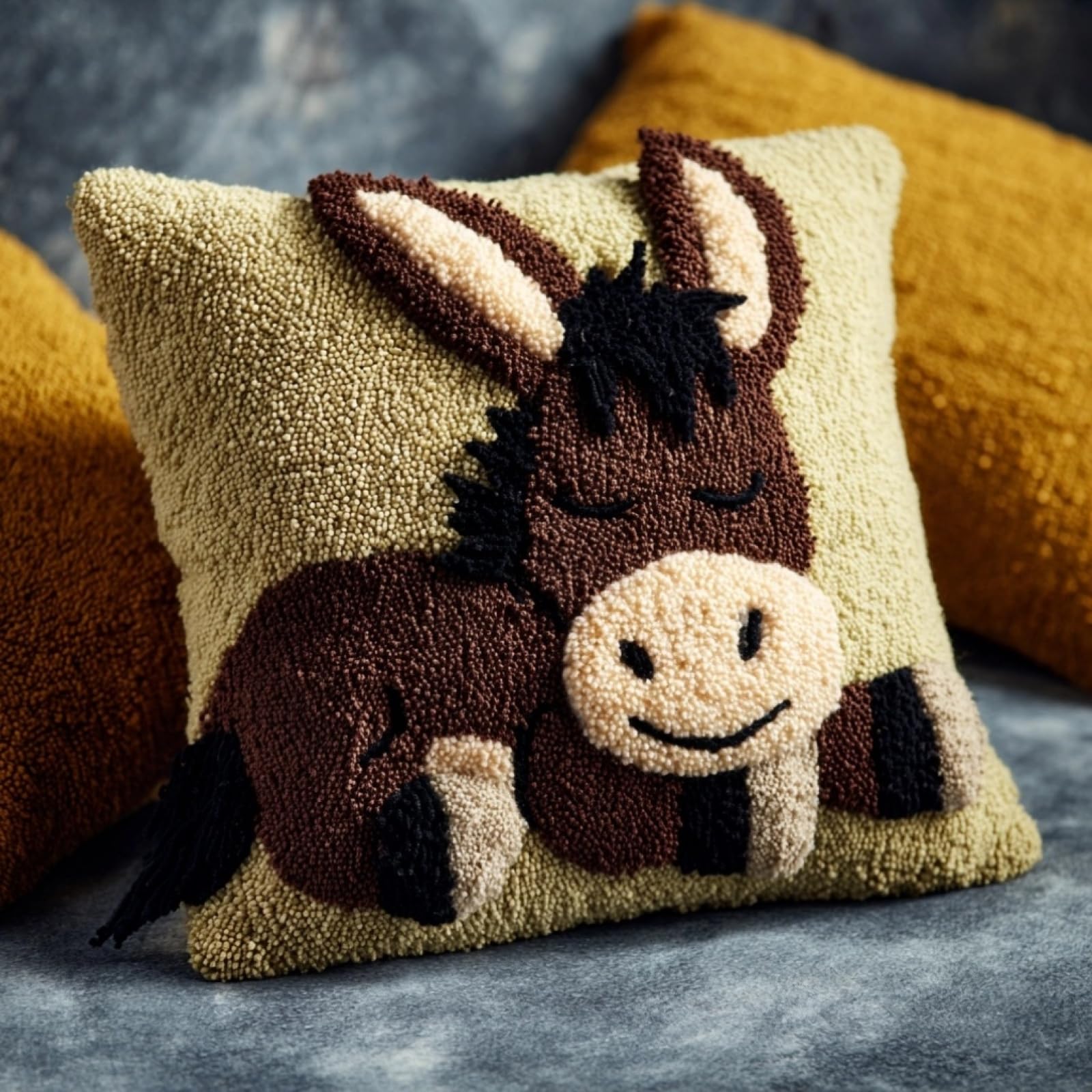 AxiangziK Latch Hook Pillow Kits with Yarn,Donkey