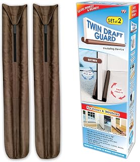 Original Twin Draft Guard, Set of 2, Year-Round Insulator Door Seal Strip, Trademarked and Patented Under-Door Draft Stopper for Bottom of Door, 36-Inch Dust, Wind, and Noise Insulator, Brown