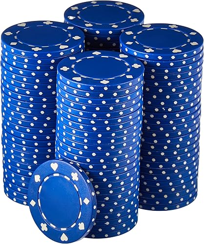 Paquete de 100 fichas de póquer adecuadas, juego de fichas de calidad de casino de 0.41 oz, fichas de póquer en blanco no denominadas, perfectas