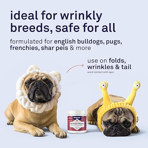 Miniatura 5 de Petpost Toallitas antiarrugas para perros 100 unidades limpiador de cara y arrugas de perro Toallitas suaves para mascotas con aceite de coco