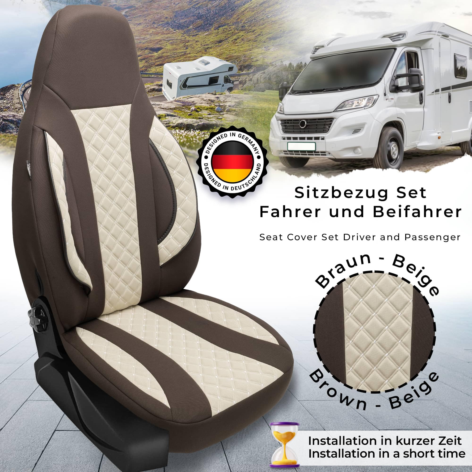 BREMER SITZBEZÜGE Pokrowce na fotele do kampera dla FIAT Ducato Jumper Boxer WPL411