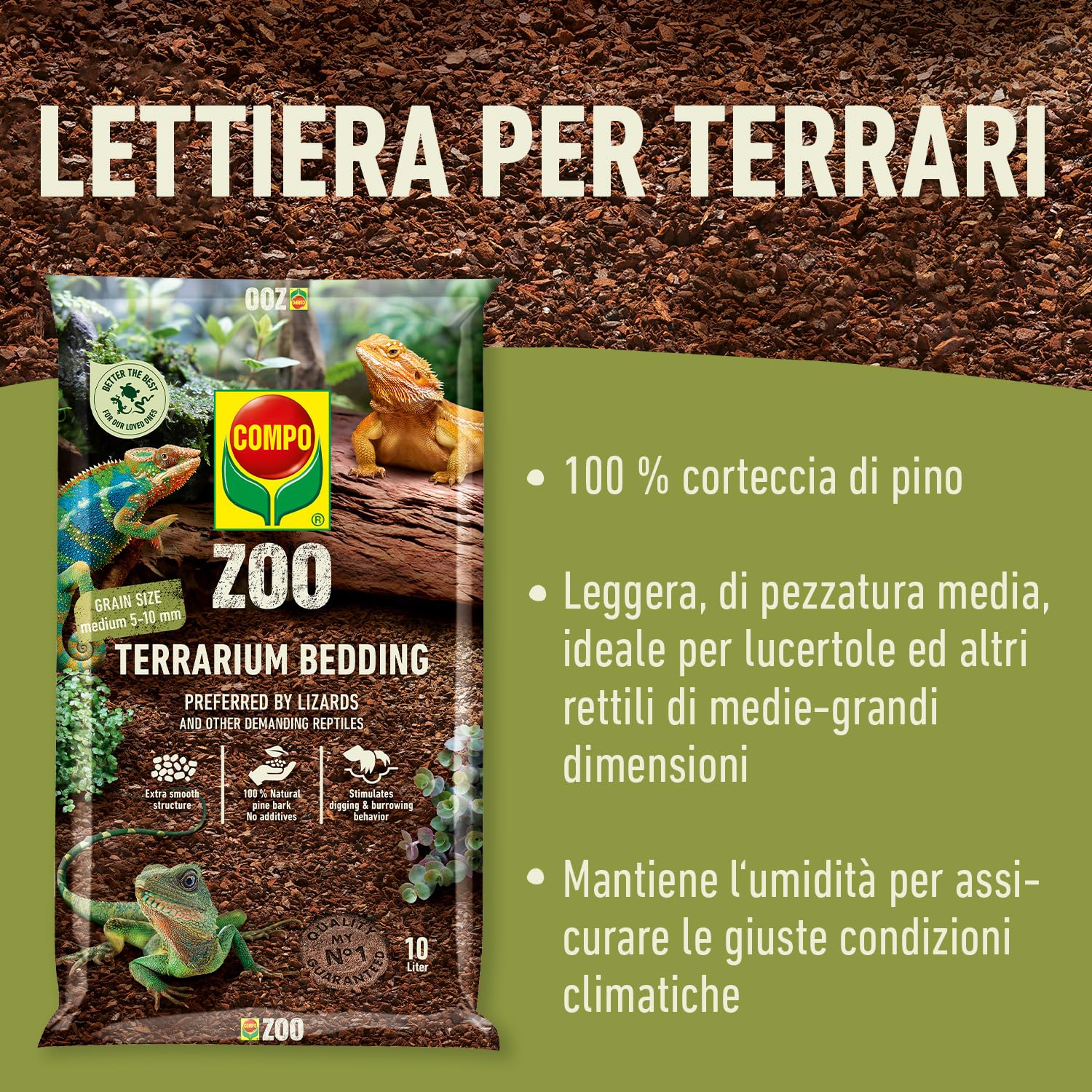 COMPO ZOO Lettiera universale per terrari, di pezzatura media: 5-10 mm - 5