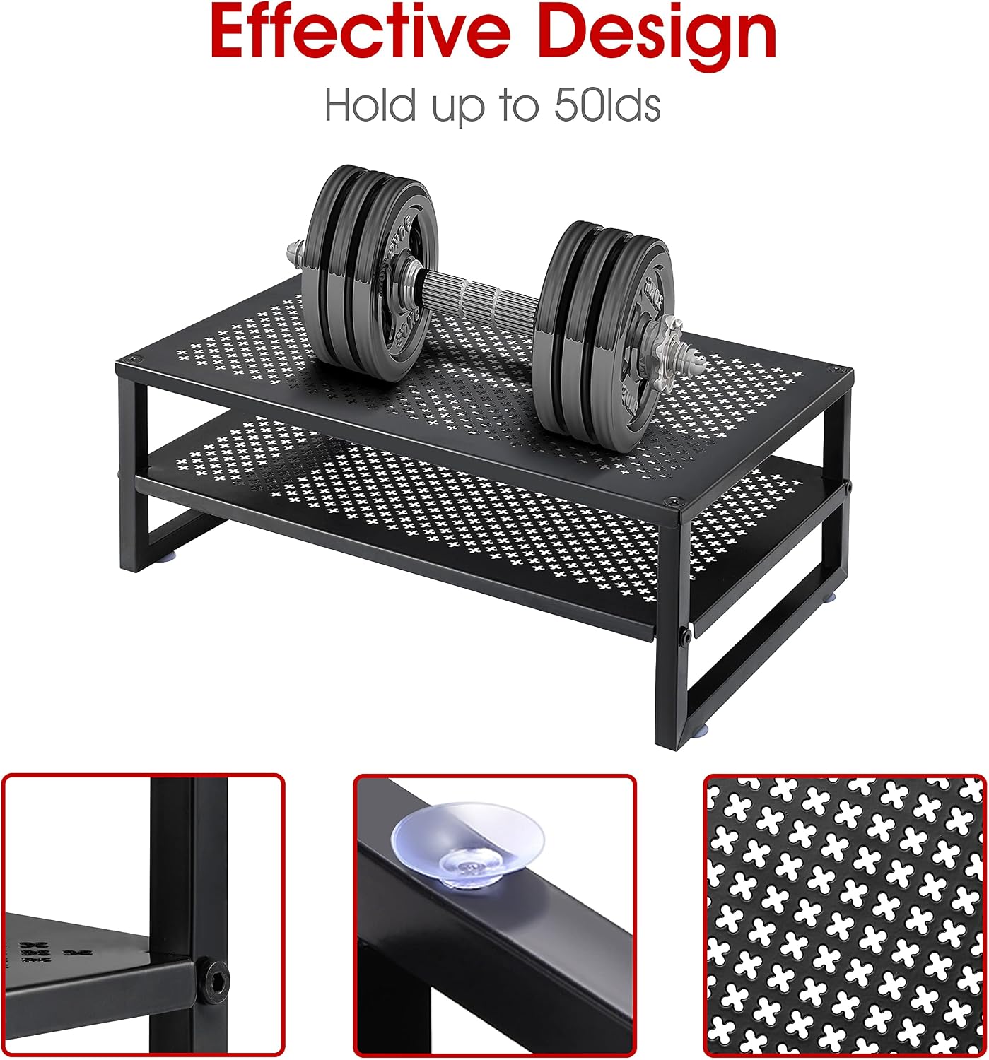 Simple Trending 2 Pack 2 Tier Monitor Stand Riser, Metal Desk Organizer Stand with Anti-Slip Suction Cup for Laptop, Computer, iMac, Pc, Printer, Black