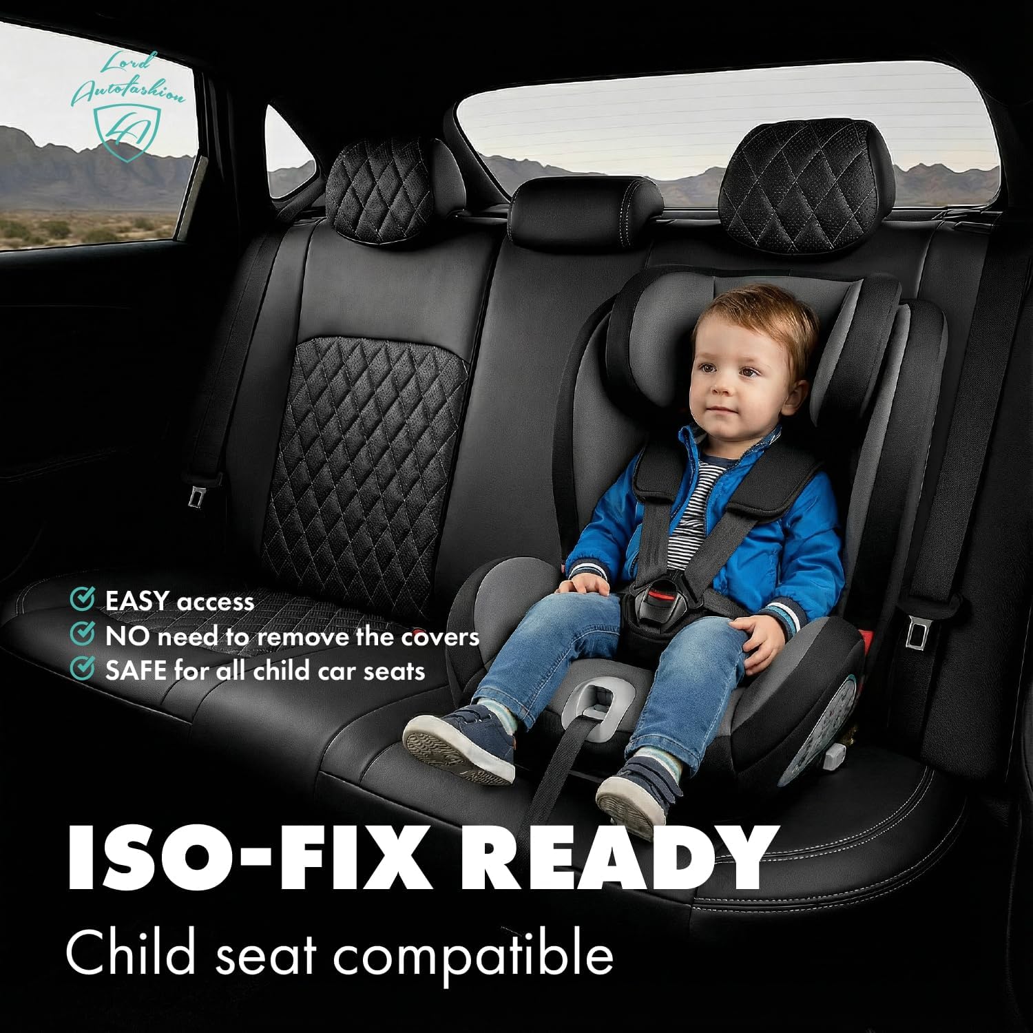 Seat Covers for Toyota Corolla Seat Covers 2014-2019 L, LE Sedan Custom Fit Full Set Leather Waterproof Airbag Compatible Front Rear Protector Car Accessories TURIN - Black/Black/Grey