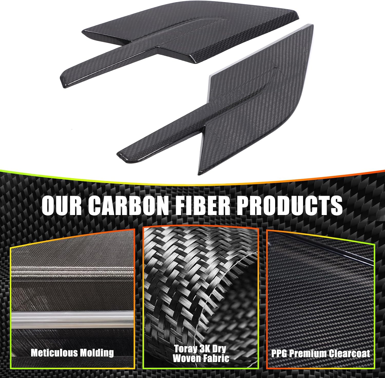 Fender Side Vents Cover Trim Compatible with Land Rover Range Rover Sport 2023 2024 2025 2026, Real Carbon Fiber Side Fender Vent Decal Trim Cover (Black)