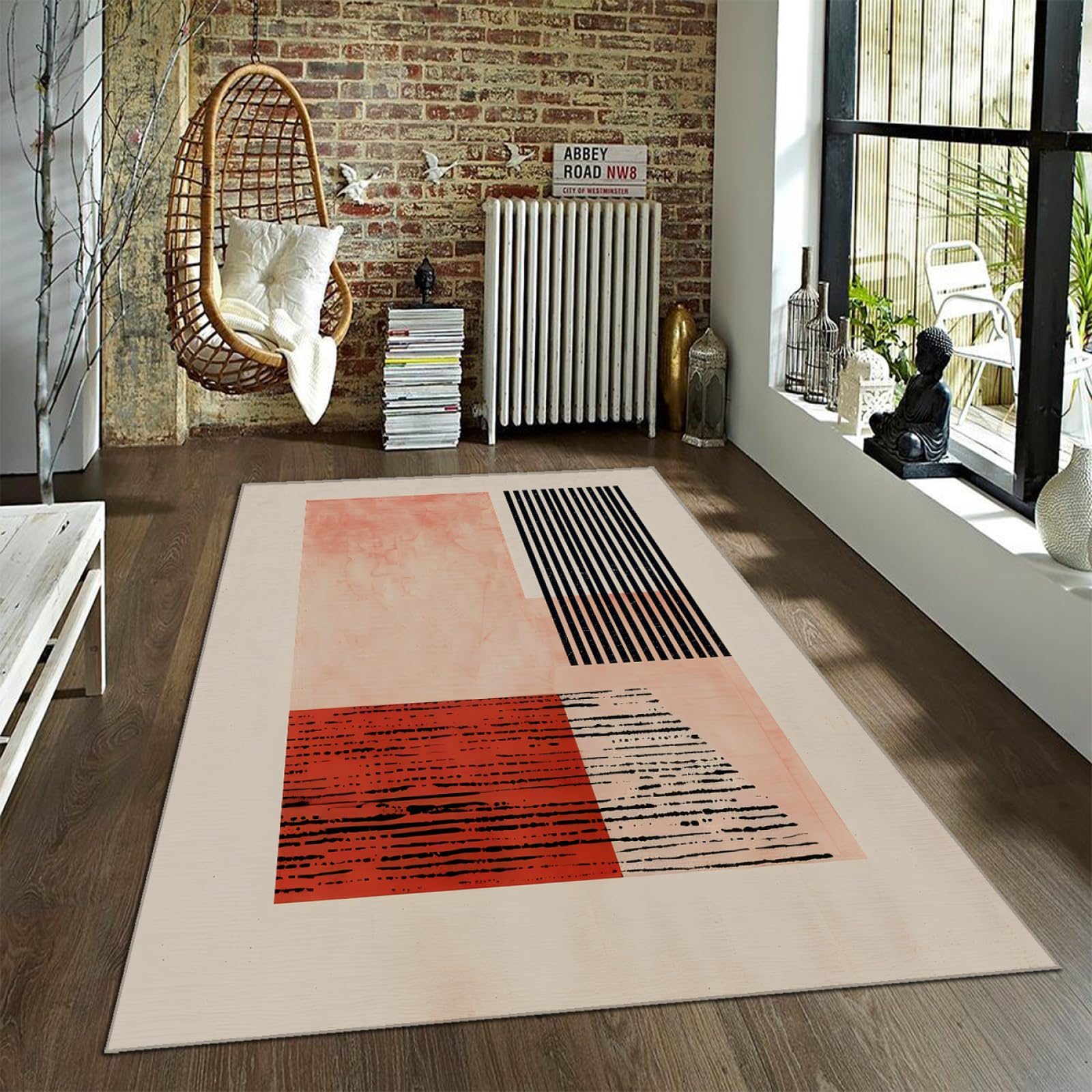 Tapis minimaliste 140x200cm doux et confortable à bloc de couleur pour salon