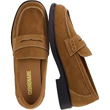 CUSHIONAIRE Raye 100% Genuine Leather Penny Loafers for Women 