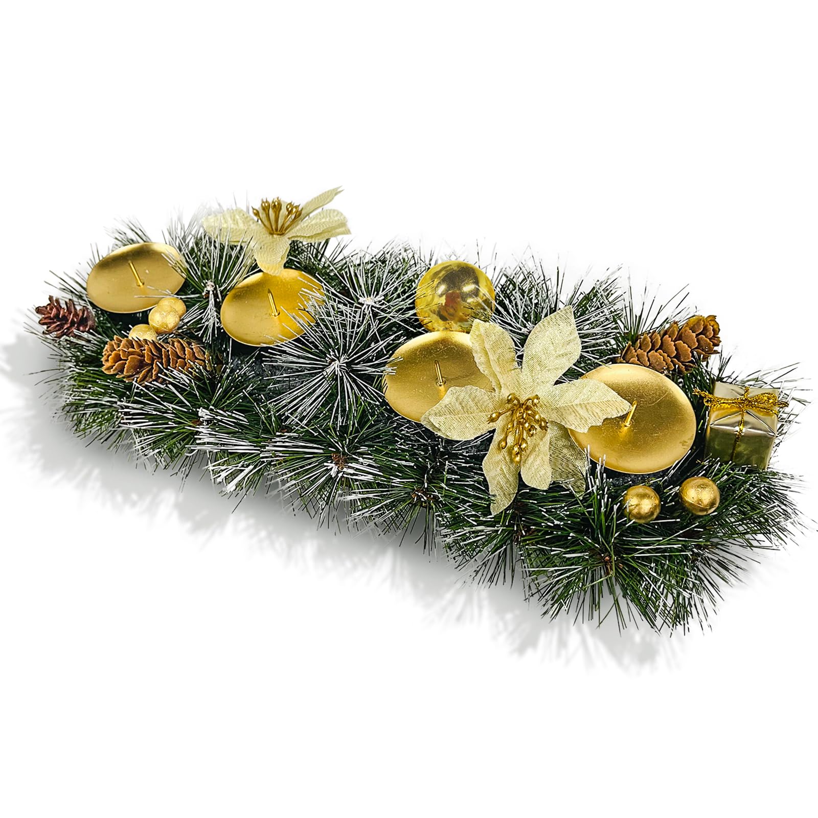 Bseical Decoracion Mesa Navidad, 40 x 18cm Portavelas Navidad, Centros De Mesa Decoracion Navidad, Portavelas Decoracion para Centro De Mesa De Navidad DecoracióN del Hogar (B)