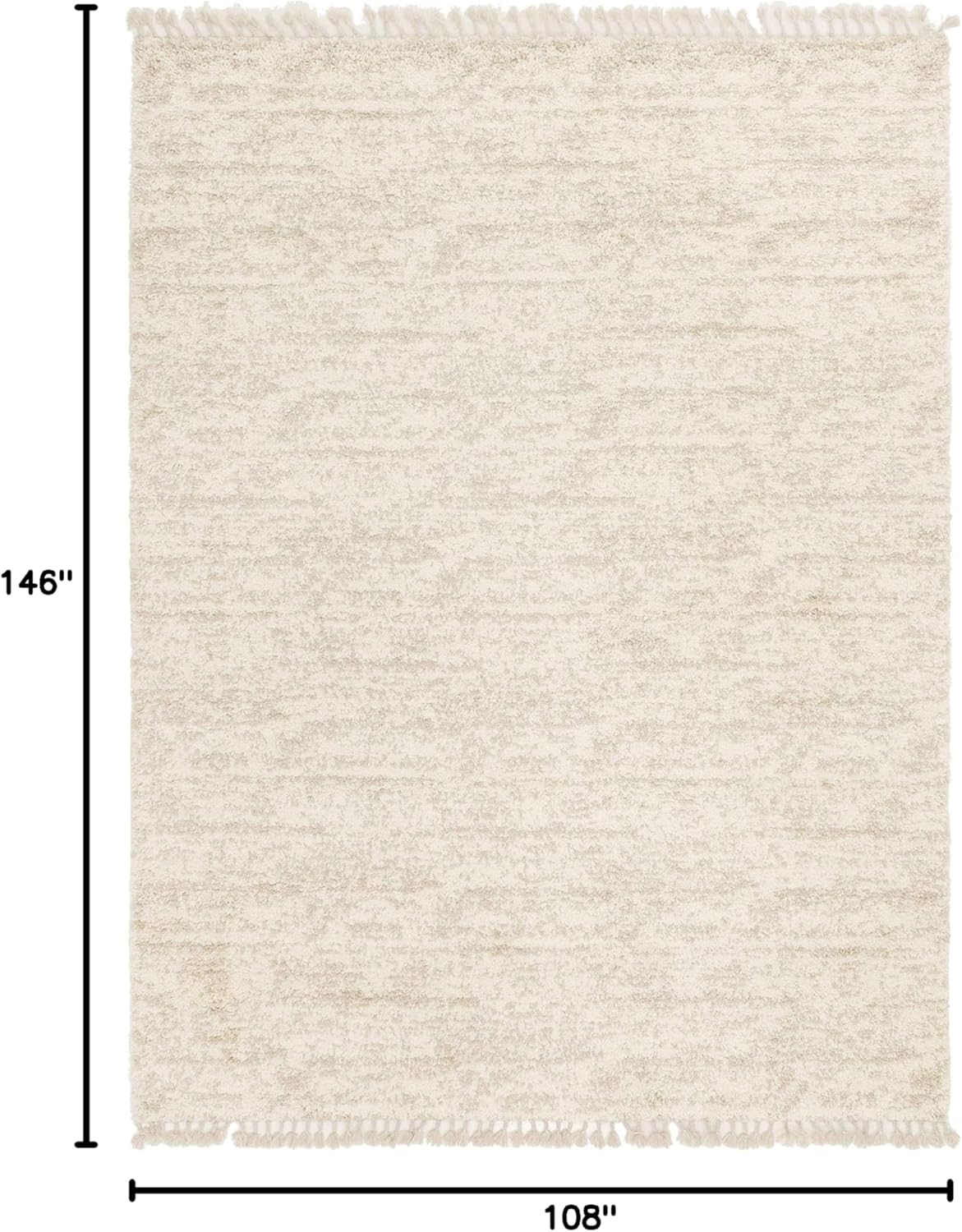 Unique Loom Hygge Shag Collection Modern Moroccan Inspired, Plush & Cozy Area Rug (9' 0 x 12' 0 Rectangular, Ivory/ Tan)