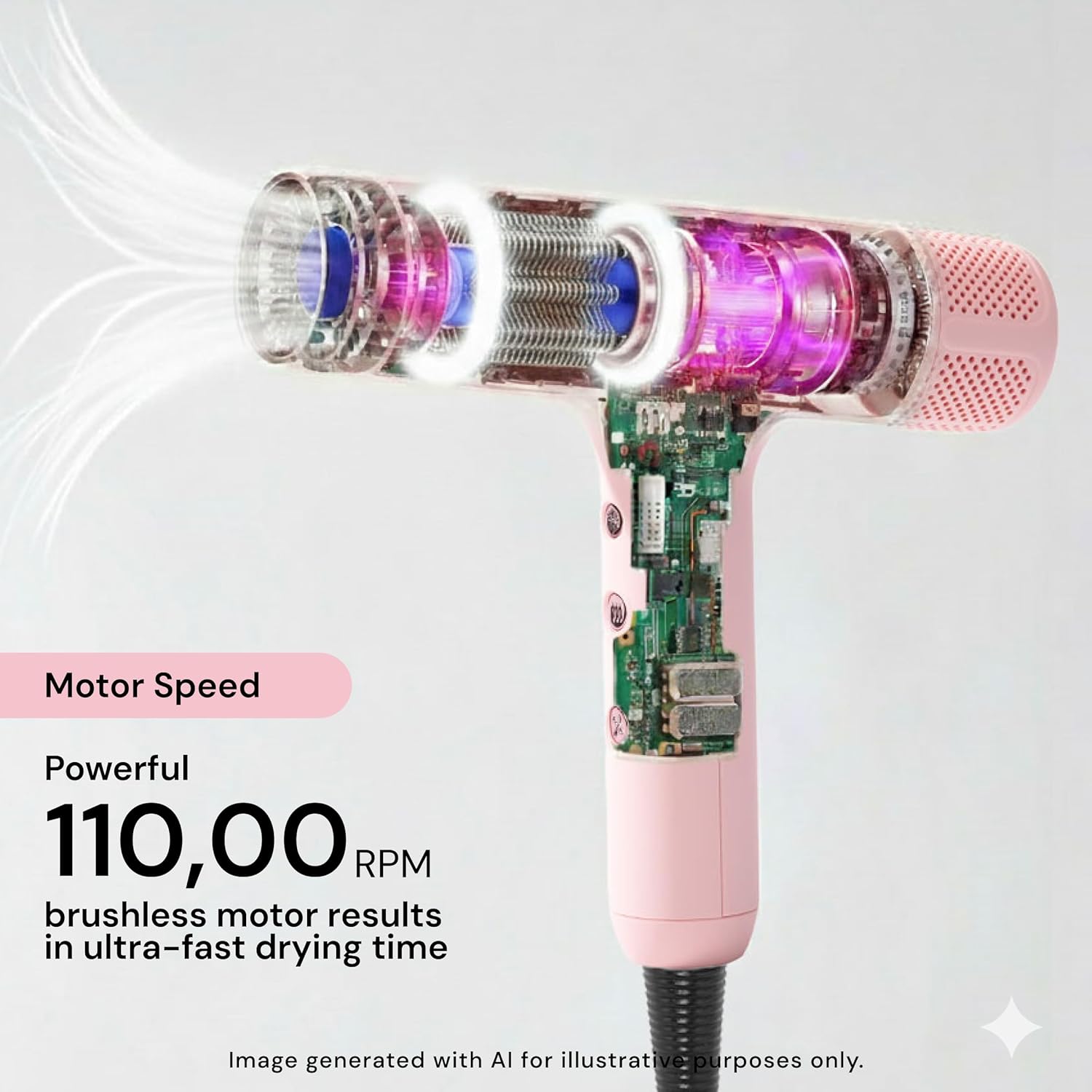 L'ANGE HAIR HauteAir Digital Professional Hair Dryer | LED Display for Precision Heat Control | Fast-Dry Brushless Motor with Cool Shot | Negative Ion Technology | Lightweight & Self-Cleaning (Blush)