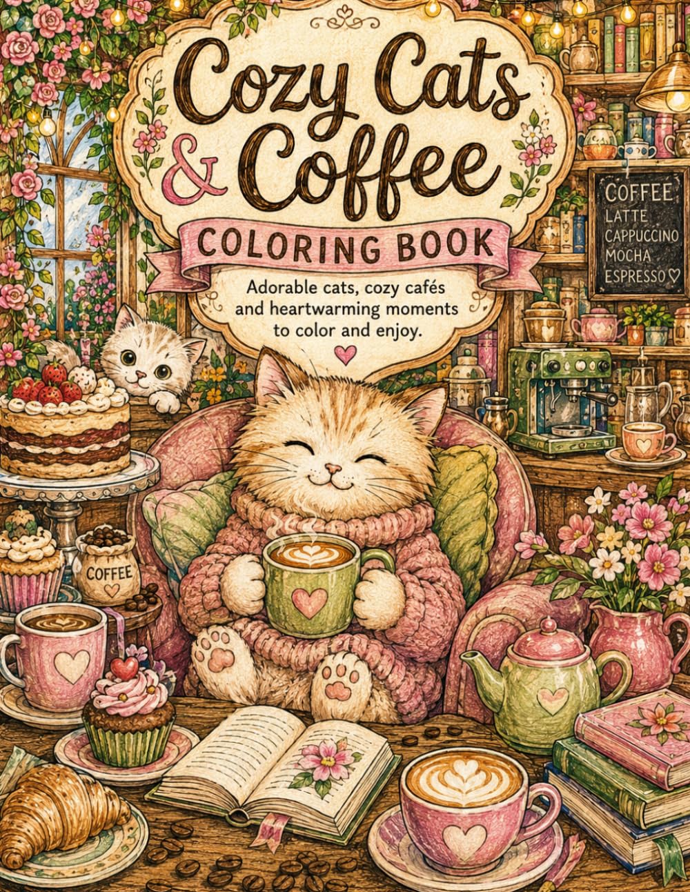 Cozy Cats & Coffee Coloring Book: Adorable Cats, Warm Coffee, and Cozy Moments to Color