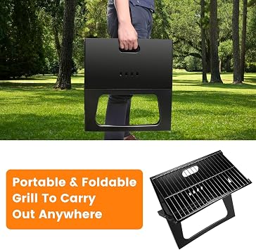Portable Barbecue Grill, BBQ Charcoal Grill, Foldable Charcoal Grill BBQ Tool for Camping Picnics Garden Beach Party Outdoor Travel (170Sq.in)