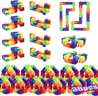 Iridescence 36PCS Wacky Tracks Fidget Toys Snap & Click Sensory Snake for Kids & Adults, ADHD Autism Stress Relief, Classroom Prizes, Party Favors