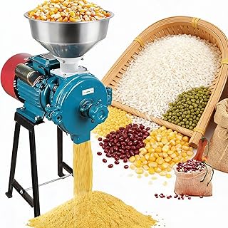 Electric Grain Mill Grinder with Funnel, Corn Mill, 3000W/220V Heavy Duty Commercial Grain Grinder Machine, Dry Mill for G...