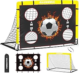 Porte da Calcio per Giardino, Porta da Calcio per 150x120cm, Porticine Da Calcio con Aste In Fibra di Vetro e Reti di Alta Qualità, Bullseye e Borsa per Giardino e Gioco per Interni