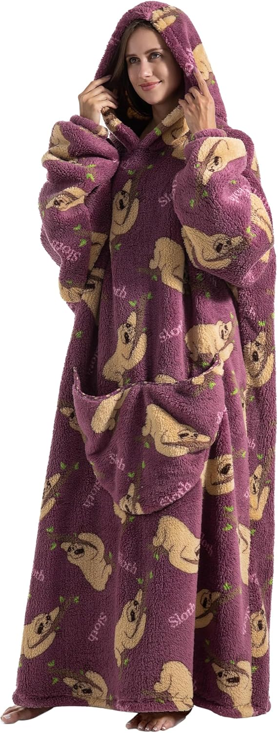 Blanket Hoodie Long,Extra Long Wearable Blanket Oversized Hoodie Blanket Hoodies for Women Snuggle Blankets for Women - Image 4