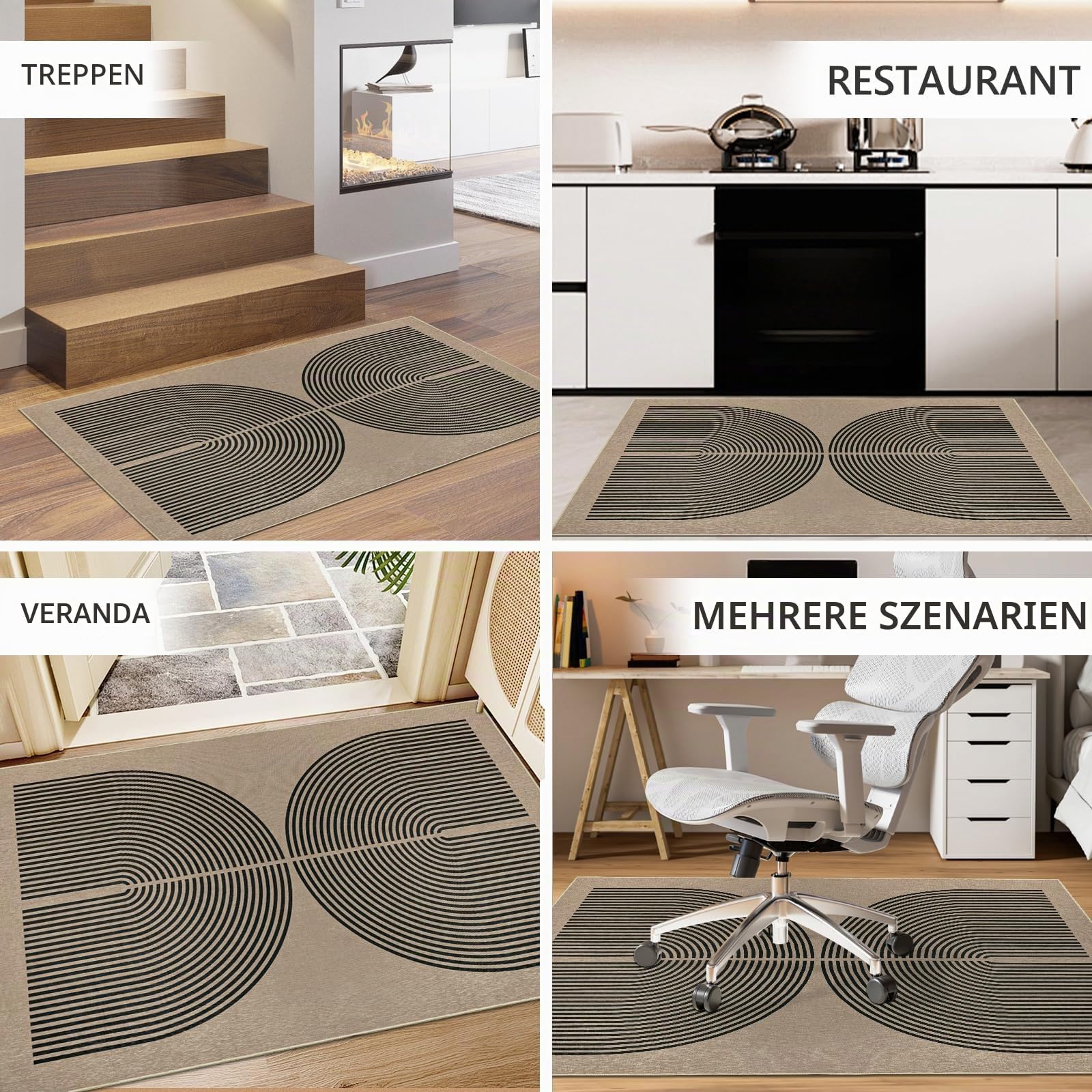 120x150cm Regenbogen Bürostuhlmatte für Teppich, Rutschfeste Bodenschutzmatte Bürostuhl, Dünne Schreibtischstuhl Unterlage Für Holzböden, Bürostuhlunterlage für Homeoffice, Gaming & Yoga,Schwarz