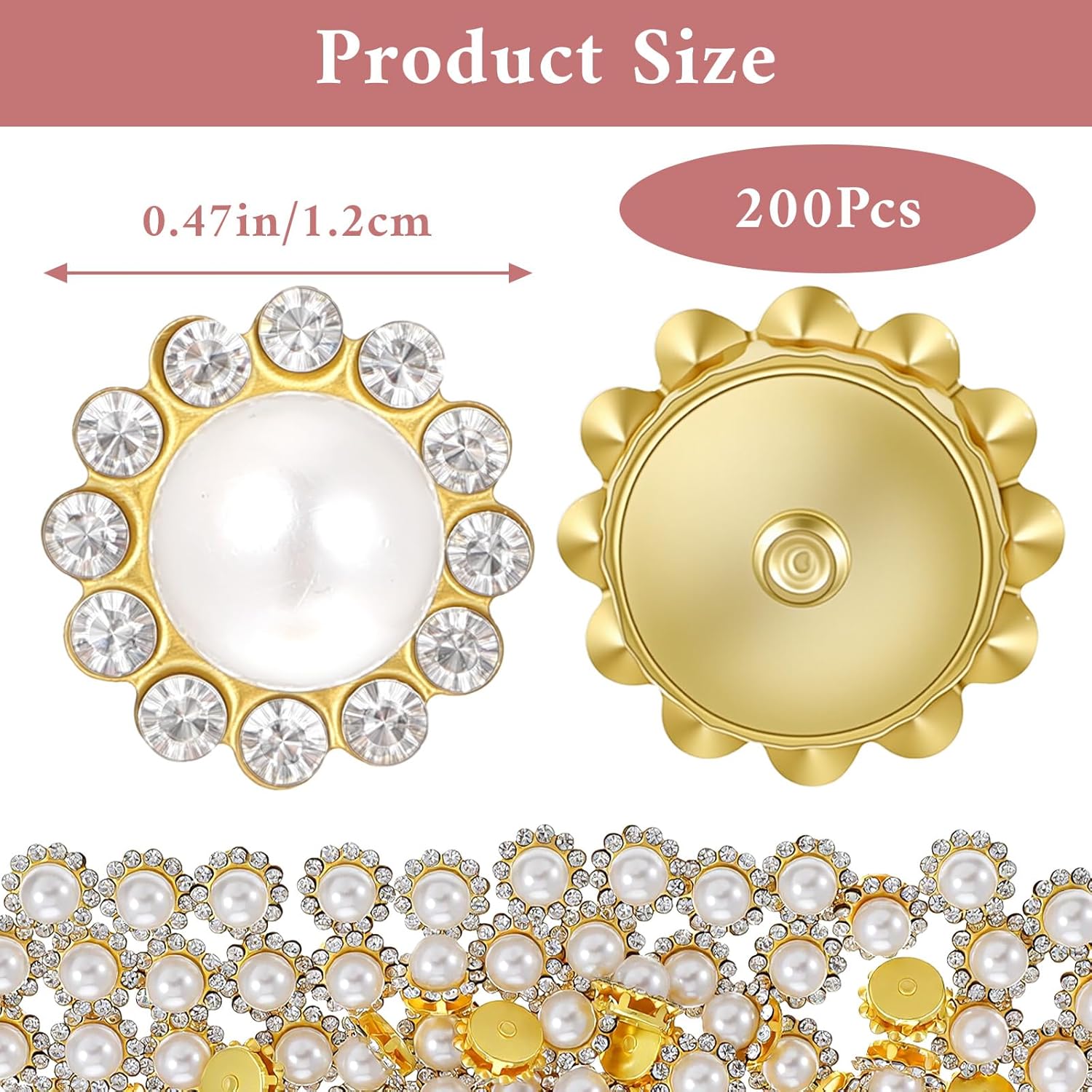 200pcs Sew on Rhinestones for Crafts Sunflower Sew on Pearls Rhinestones Crystal Glass Gems 12mm Crystals Glass Jewels Gems with Metal Base Sewing Flower Claw Flatback Metal Claw Jewels - Image 2